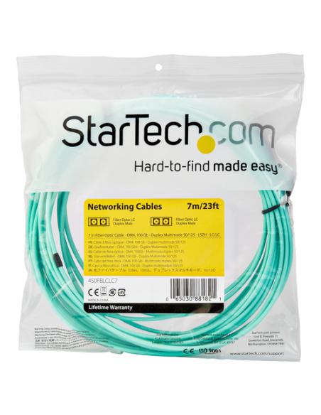 StarTech.com Cable de 7m de Fibra Óptica Multimodo LC/UPC a LC/UPC OM4 - 50/125µm - Fibra LOMMF/VCSEL - Redes de 100G - Cable LS