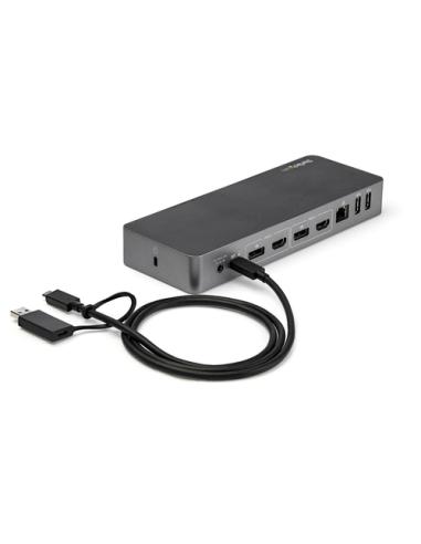 StarTech.com Docking Station Universal para Portátil - Replicador de Puertos Híbrido USB-C/-A - 2x HDMI y DP 4K - PD 60W - Mac /