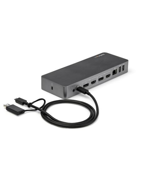 StarTech.com Docking Station Universal para Portátil - Replicador de Puertos Híbrido USB-C/-A - 2x HDMI y DP 4K - PD 60W - Mac /