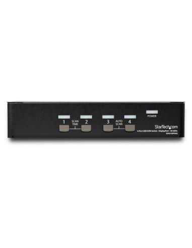 StarTech.com Switch Conmutador KVM de 4 Puertos DisplayPort - 4K 60Hz - para Una Pantalla - Switch KVM de 4 Puertos DP 1.2 con H