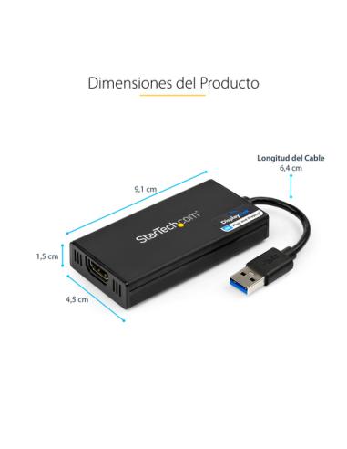 StarTech.com Adaptador Gráfico Externo USB 3.0 a HDMI - UltraHD 4K 30Hz - Certificado DisplayLink - Conversor USB-A a HDMI para 