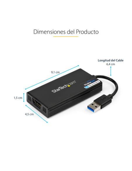 StarTech.com Adaptador Gráfico Externo USB 3.0 a HDMI - UltraHD 4K 30Hz - Certificado DisplayLink - Conversor USB-A a HDMI para 