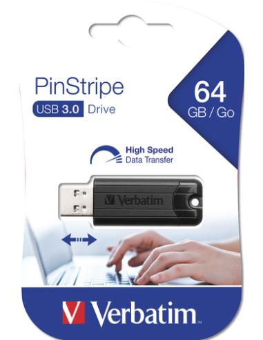 Verbatim PinStripe 3.0 - Unidad USB 3.0 de 64 GB  - Negro
