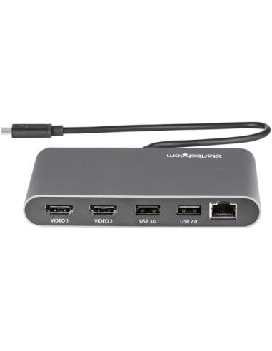 StarTech.com Mini Dock Thunderbolt 3 - Docking Station Portátil para 2 Monitores con HDMI 4K de 60Hz, 2x Hub USB-A (3.0/2.0), Gb