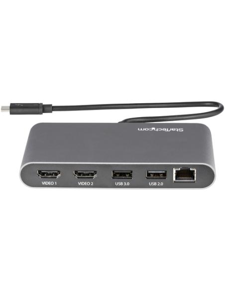 StarTech.com Mini Dock Thunderbolt 3 - Docking Station Portátil para 2 Monitores con HDMI 4K de 60Hz, 2x Hub USB-A (3.0/2.0), Gb