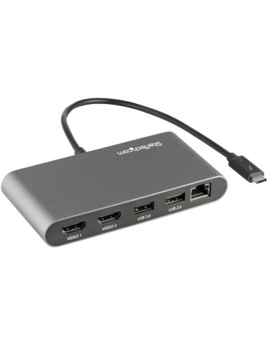 StarTech.com Mini Dock Thunderbolt 3 - Docking Station Portátil para 2 Monitores con HDMI 4K de 60Hz, 2x Hub USB-A (3.0/2.0), Gb