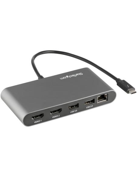 StarTech.com Mini Dock Thunderbolt 3 - Docking Station Portátil para 2 Monitores con HDMI 4K de 60Hz, 2x Hub USB-A (3.0/2.0), Gb