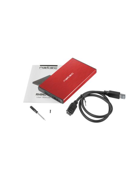 NATEC Rhino GO Carcasa de disco duro/SSD Rojo 2.5"