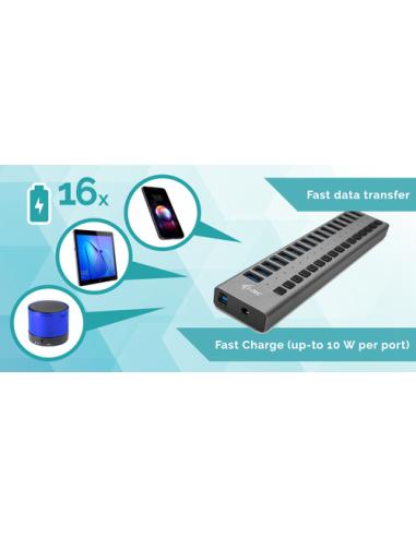 i-tec USB 3.0 Charging HUB 16port + Power Adapter 90 W