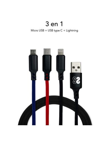 SUBBLIM Cable Premium 3in1 3.0 (Micro USB+Type C+Lightning)