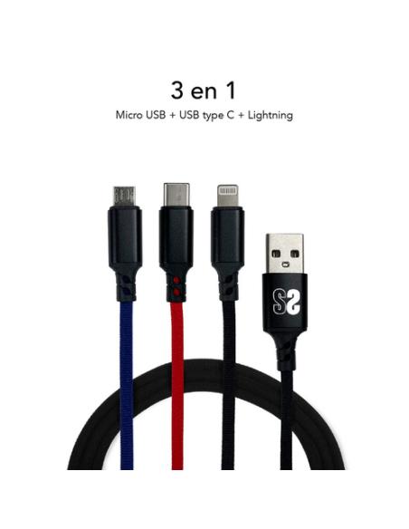 SUBBLIM Cable Premium 3in1 3.0 (Micro USB+Type C+Lightning)