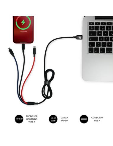 SUBBLIM Cable Premium 3in1 3.0 (Micro USB+Type C+Lightning)