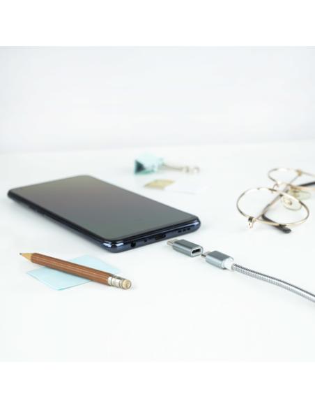 Nanocable Adaptador USB-C a Micro USB, USB-C/M-Micro B/H, Aluminio, Gris