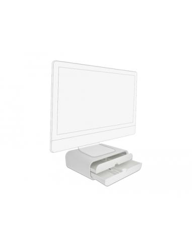 DeLOCK Soporte de monitor con dos cajones blancos