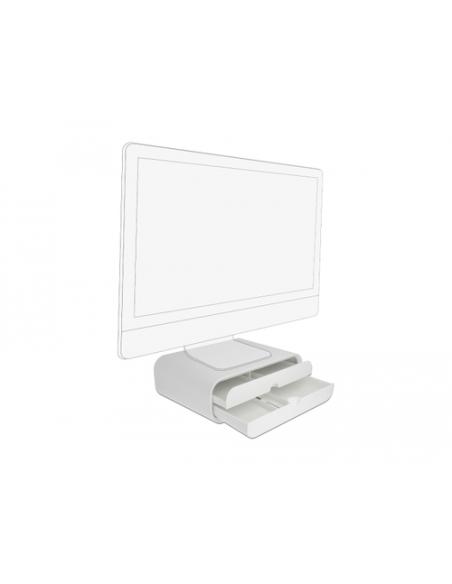 DeLOCK Soporte de monitor con dos cajones blancos