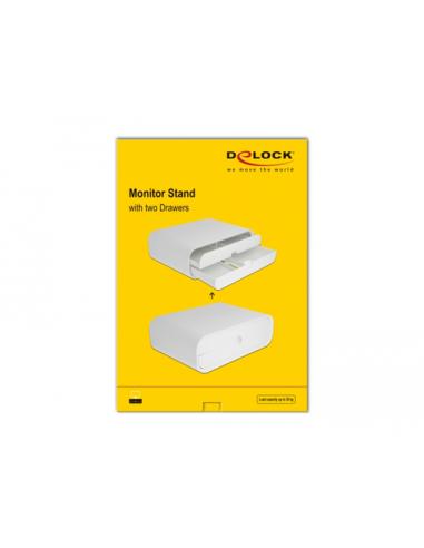 DeLOCK Soporte de monitor con dos cajones blancos