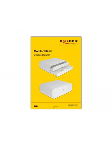 DeLOCK Soporte de monitor con dos cajones blancos