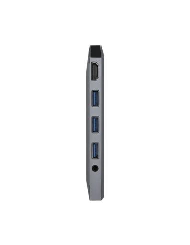 AISENS USB-C Dock 9 en 1, USB-C a 1x HDMI, 1xRJ45, 3x USB, 1x PD, 1x Audio, 1x SD, 1x Micro SD, Gris, 15 cm