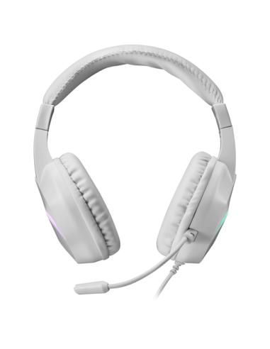 Mars Gaming MH122 Blanco, Cascos Gaming FRGB Over Ear con Micrófono, Sonido HiFi, Cancelación de Sonido, Ultraligeros, PS4 PS5 X