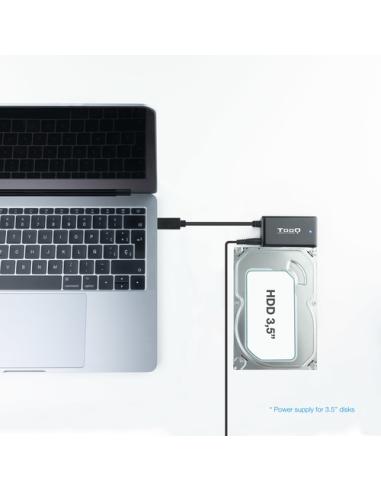 TooQ TQHDA-02C base de conexión para disco duro USB 3.2 Gen 1 (3.1 Gen 1) Type-C Negro