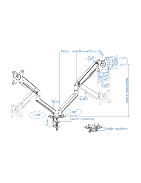 TooQ DB4132TNR-G soporte para monitor 81,3 cm (32") Escritorio Negro