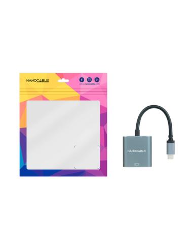 Nanocable Conversor USB-C a VGA, USB-C/M-VGA/H, Aluminio, Gris, 10 cm