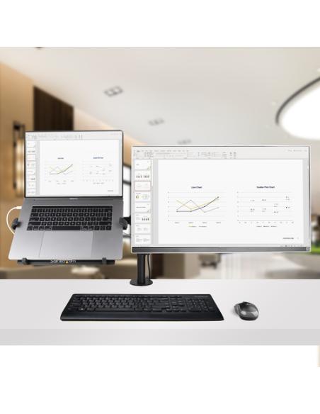 StarTech.com Brazo Soporte Ajustable para Monitor con Bandeja VESA para un Ordenador Portátil de 4,5kg y una Pantalla de hasta 3