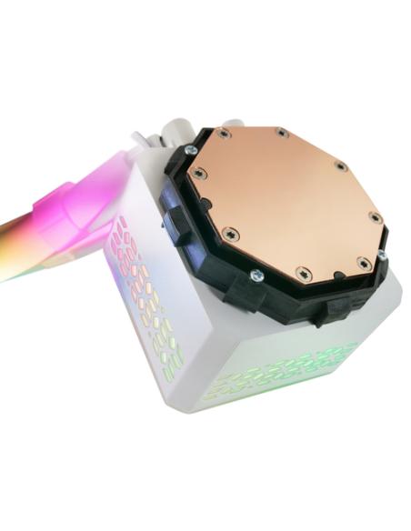 Mars Gaming ML-ULTRA240 Blanco, Refrigeración Líquida CPU, TDP 500W, Espejo Infinito, 2 Ventiladores Silenciosos FDB ARGB, Tubos