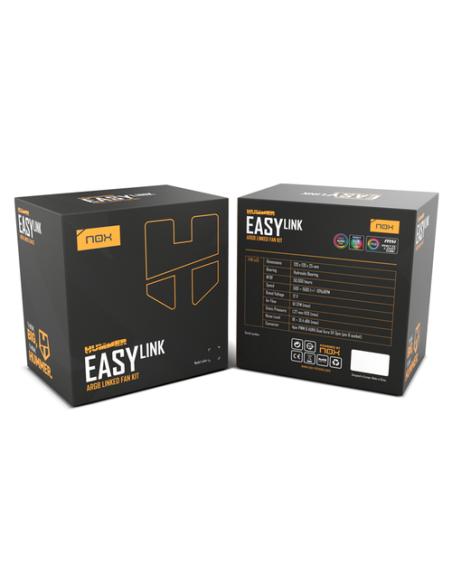 NOX Hummer EASY LINK Carcasa del ordenador Refrigerador de aire 12 cm Blanco 3 pieza(s)