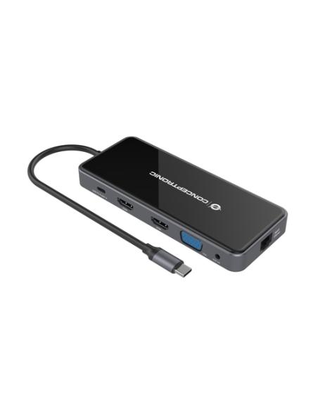 Conceptronic DONN15G base para portátil y replicador de puertos Alámbrico USB 3.2 Gen 1 (3.1 Gen 1) Type-C Gris