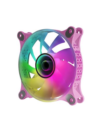 Mars Gaming MF-3D Rosa, Ventilador ARGB 360° 12cm, Espejo Infinito 3D, Sistema Anti-vibraciones, Ultra-silencioso, Compatibilida