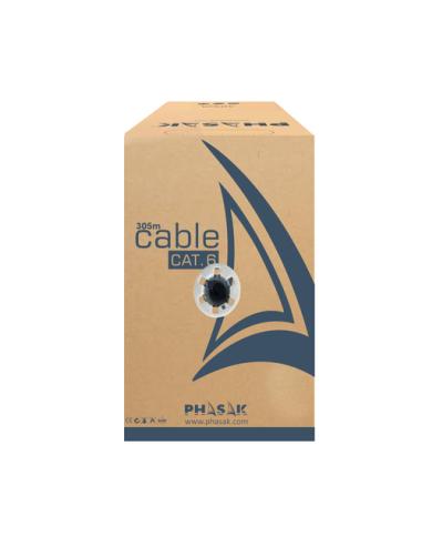 Phasak Bobina de Cable de Red 100 m UTP Sólido AWG23 Cat.6 CCA - PHR 6100