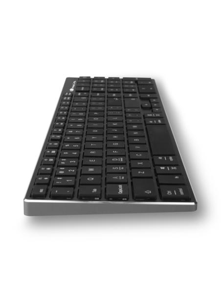 NGS FORTUNE-BT, QWERTY, PT teclado Universal Bluetooth Portugués Negro, Plata