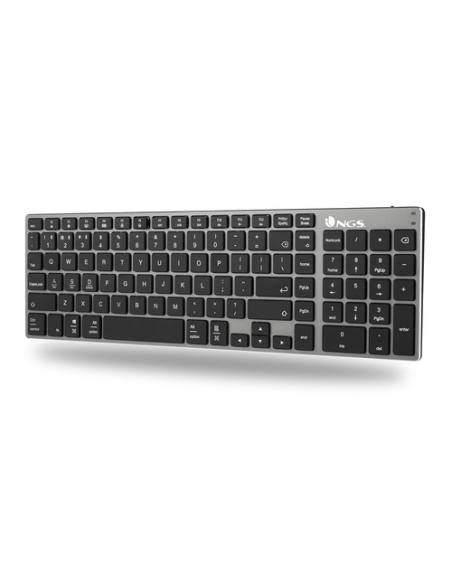 NGS FORTUNE-BT, QWERTY, PT teclado Universal Bluetooth Portugués Negro, Plata