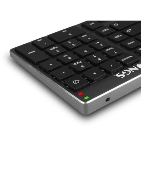 NGS FORTUNE-BT, QWERTY, PT teclado Universal Bluetooth Portugués Negro, Plata