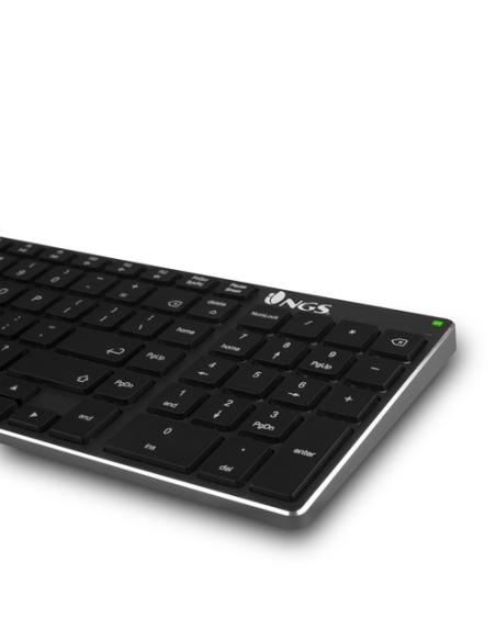 NGS FORTUNE-BT, QWERTY, PT teclado Universal Bluetooth Portugués Negro, Plata