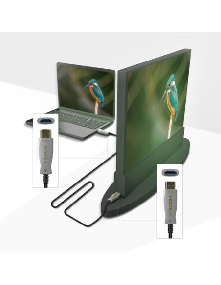 AISENS Cable HDMI V2.0 AOC Premium Alta Velocidad / Hec 4K@60Hz 4:4:4 18Gbps, A/M-A/M, Negro, 100m
