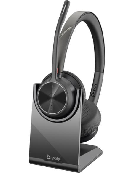 HP Poly Auriculares Poly Voyager 4320 USB-C + adaptador BT700 + soporte de carga