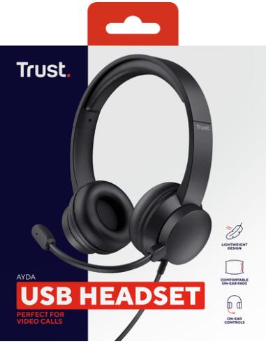 Trust Ayda Auriculares Alámbrico Diadema Llamadas/Música Negro