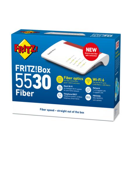 Box FRITZ! 5530 Fiber Edition Internation router inalámbrico 2.5 Gigabit Ethernet Doble banda (2,4 GHz / 5 GHz) Blanco