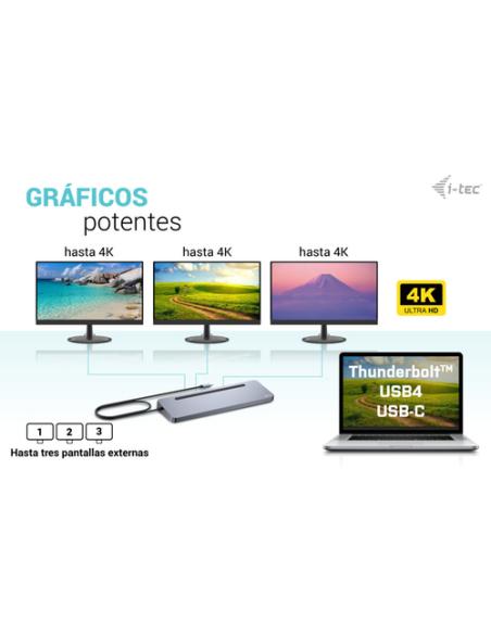 i-tec USB-C Metal Ergonomic 3x 4K Display Docking Station with Power Delivery 100 W + Universal Charger 100 W