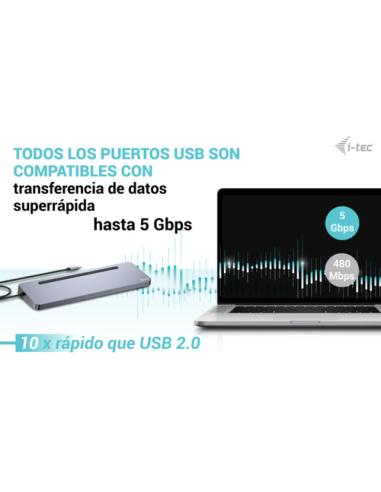 i-tec USB-C Metal Ergonomic 3x 4K Display Docking Station with Power Delivery 100 W + Universal Charger 100 W