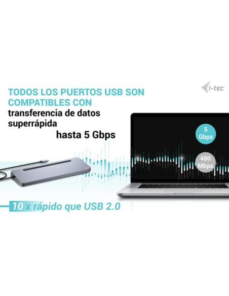 i-tec USB-C Metal Ergonomic 3x 4K Display Docking Station with Power Delivery 100 W + Universal Charger 100 W