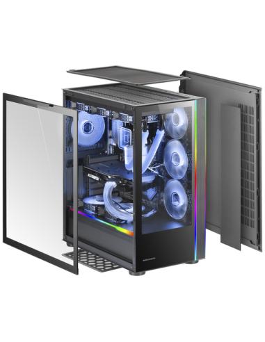 Mars Gaming MC-ULT, Caja Gaming Custom XXL E-ATX, Doble Cristal Templado 90º Sin Marco + Puerta Lateral, Soporte Completo Refrig