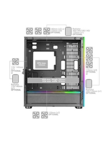 Mars Gaming MC-ULT, Caja Gaming Custom XXL E-ATX, Doble Cristal Templado 90º Sin Marco + Puerta Lateral, Soporte Completo Refrig