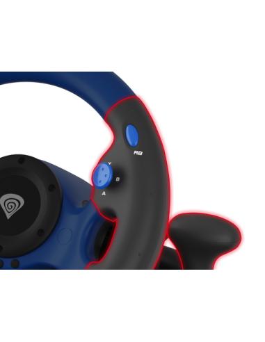 GENESIS Seaborg 350 Negro, Azul USB Volante + Pedales Nintendo Switch, PC, PlayStation 4, Playstation 3, Xbox 360, Xbox One, Xbo