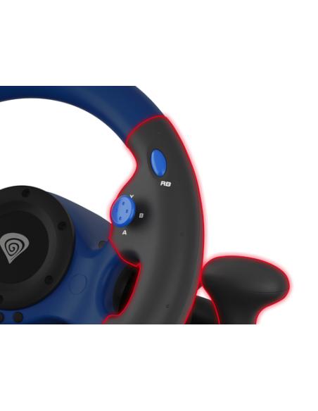GENESIS Seaborg 350 Negro, Azul USB Volante + Pedales Nintendo Switch, PC, PlayStation 4, Playstation 3, Xbox 360, Xbox One, Xbo