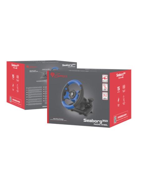 GENESIS Seaborg 350 Negro, Azul USB Volante + Pedales Nintendo Switch, PC, PlayStation 4, Playstation 3, Xbox 360, Xbox One, Xbo