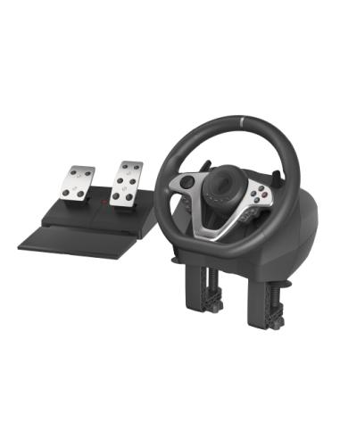 GENESIS Seaborg 400 Negro, Plata USB Volante + Pedales Nintendo Switch, PC, PlayStation 4, Playstation 3, Xbox 360, Xbox One, Xb