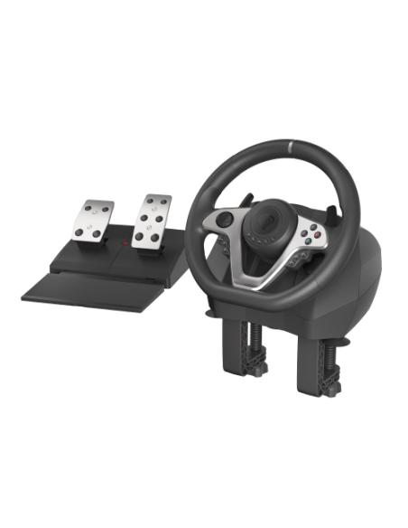 GENESIS Seaborg 400 Negro, Plata USB Volante + Pedales Nintendo Switch, PC, PlayStation 4, Playstation 3, Xbox 360, Xbox One, Xb